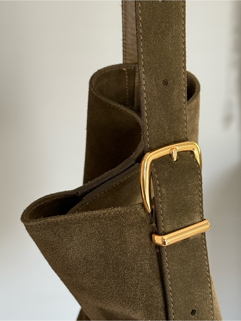 Madewell Olive Green Suede Essential Bucket Tote - Picture 3 of 7